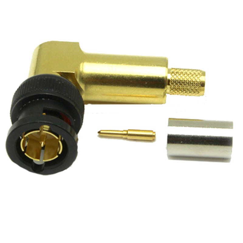 1 pcs - COAX Connectors, Plug Cable Mount BNC Connector, 75Ω, Crimp Termination, Right Angle Body