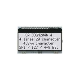 1 pcs : EA DOGM204N-A - LCD Character Display Modules & Accessories 4x20 - 4.83mm Black&White Rfltve