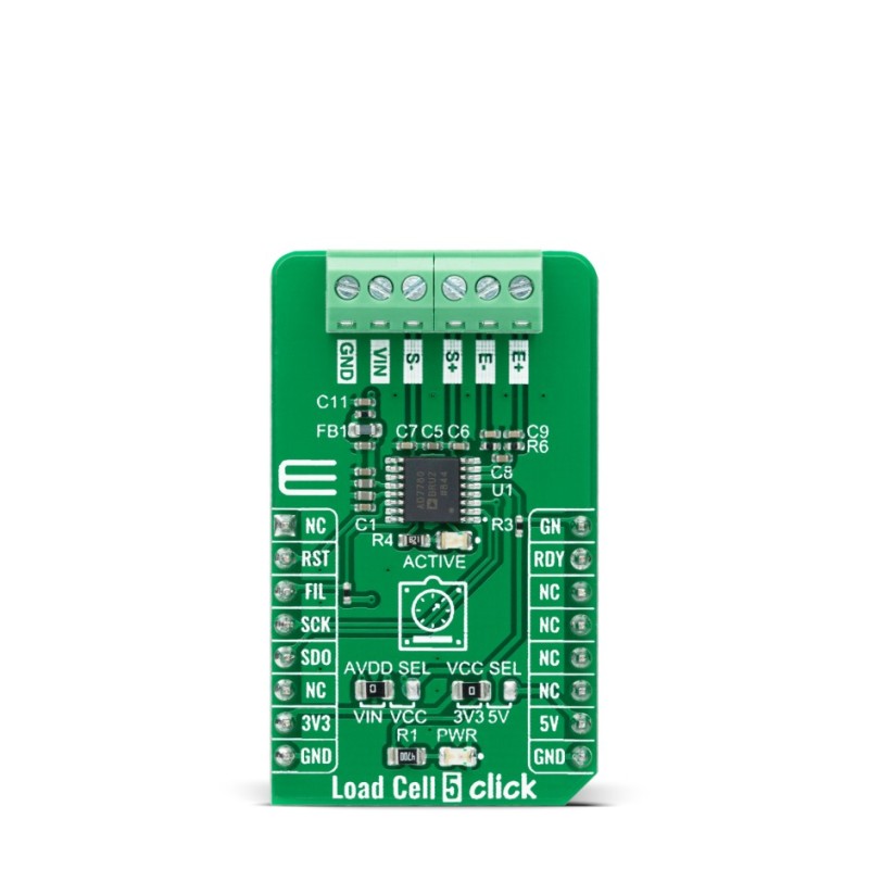 1 pcs - MikroElektronika Load Cell 5 Click Pressure Sensor Add On Board for AD7780 mikroBUS socket
