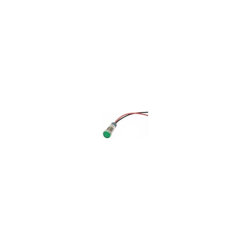 1 pcs : 656-1206-304F - LED Panel Mount Indicators 1/2 Flat Green 28VDC w/Terminals