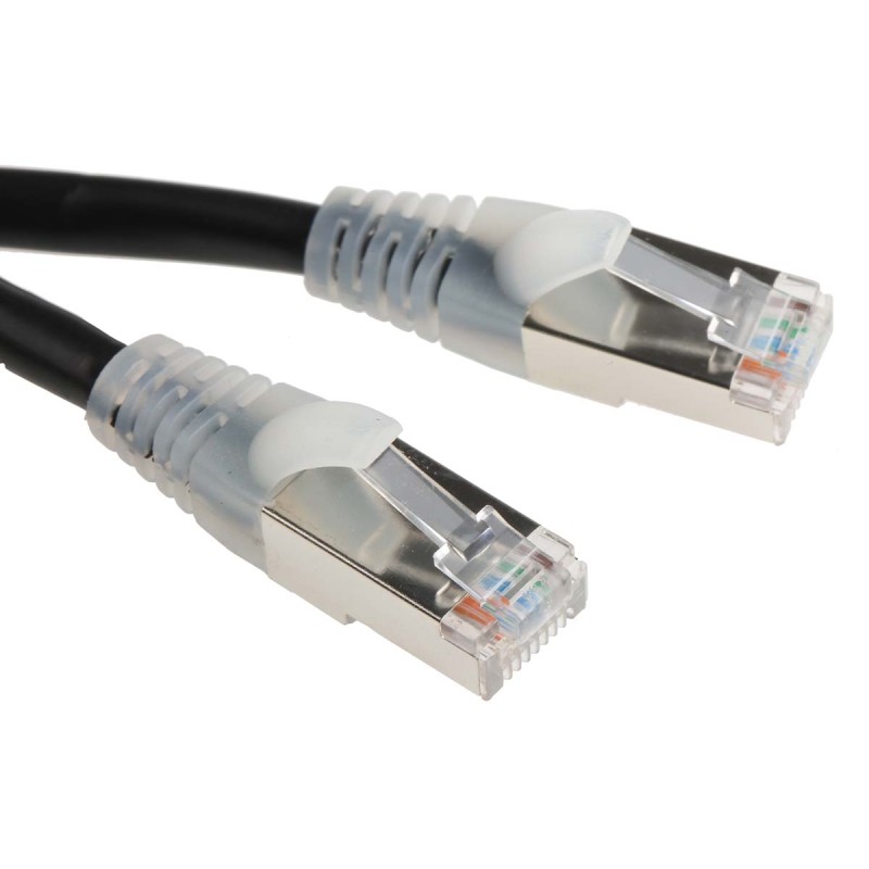 1 pcs - RS PRO Cat5e Male RJ45 to Male RJ45 Ethernet Cable, F/UTP, Black PVC Sheath, 1m