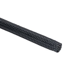1 Reel of 5 M - HellermannTyton Expandable Braided PET Black Cable Sleeve, 10mm Diameter, 5m Length