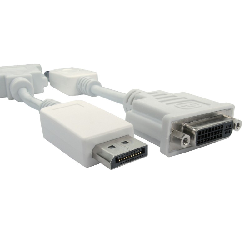 1 pcs - RS PRO Male DisplayPort to Female DVI-I Dual Link, PVC Cable, 150mm