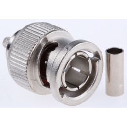 1 pcs - Telegartner, Plug Cable Mount BNC Connector, 75Ω, Crimp Termination, Straight Body