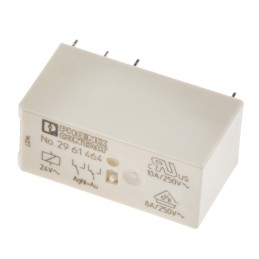 1 pcs - Phoenix Contact PCB Mount Power Relay, 24V ac Coil, 10A Switching Current, DPDT