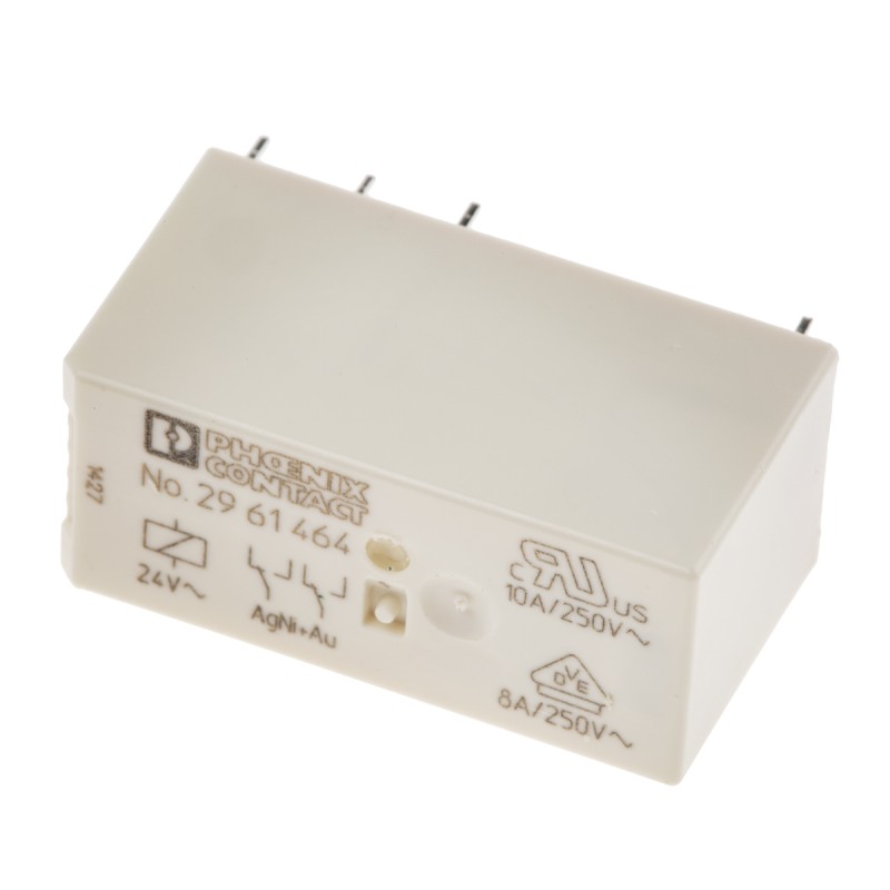 1 pcs - Phoenix Contact PCB Mount Power Relay, 24V ac Coil, 10A Switching Current, DPDT