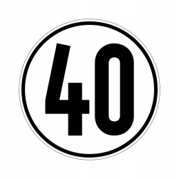 Sticker speed limit 40km sign 16 cm