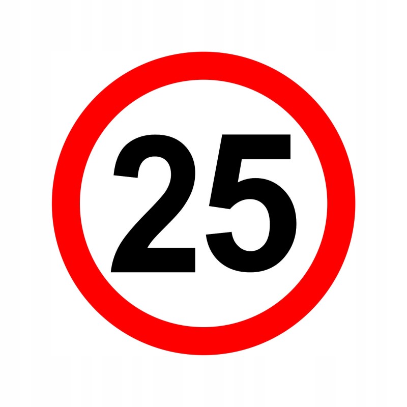Sticker speed limit 25km sign 16 cm