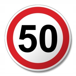 Speed limit 50 km, truck marking 20 cm