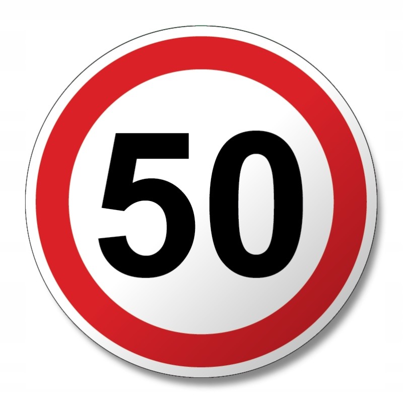 Speed limit 50 km, truck marking 20 cm