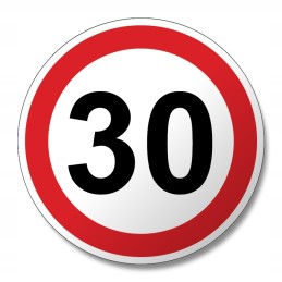 Speed limit 30 km, truck marking 16 cm