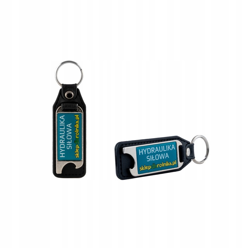 Leather metal opener with the farmer's shop logo