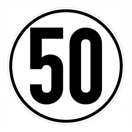 Sticker speed limit 50 km sign 20 cm wide