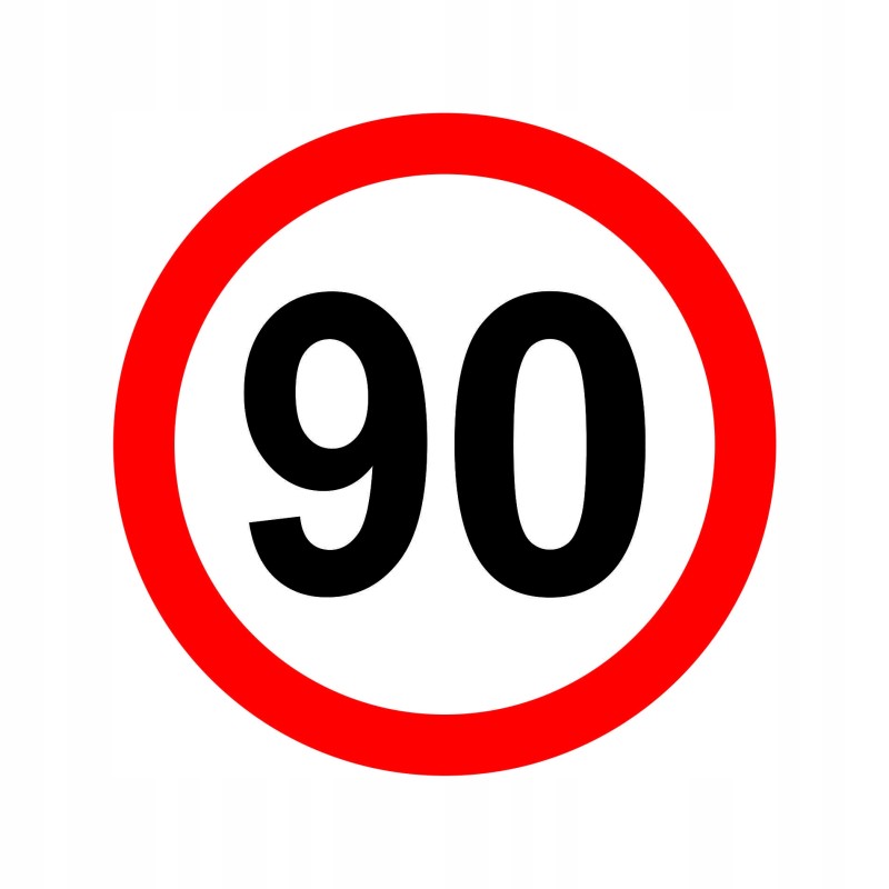 Sticker speed limit 90km sign diameter 20 cm
