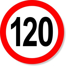 Sticker speed limit 120 km, sign sr20 cm