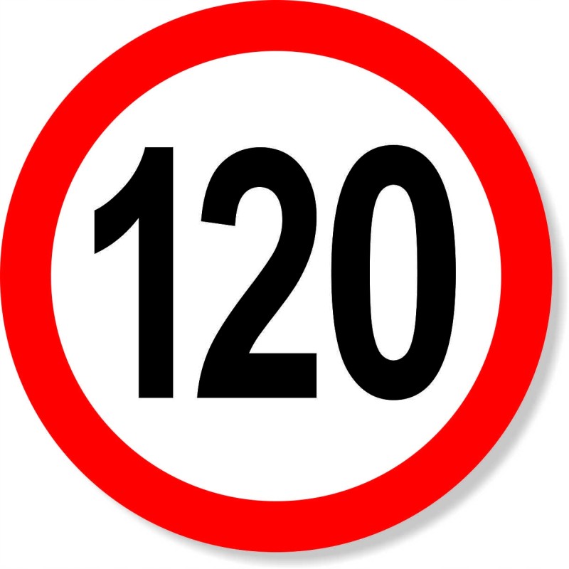 Sticker speed limit 120 km, sign sr20 cm