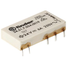 1 pcs - Finder PCB Mount Power Relay, 12V dc Coil, 6A Switching Current, SPDT