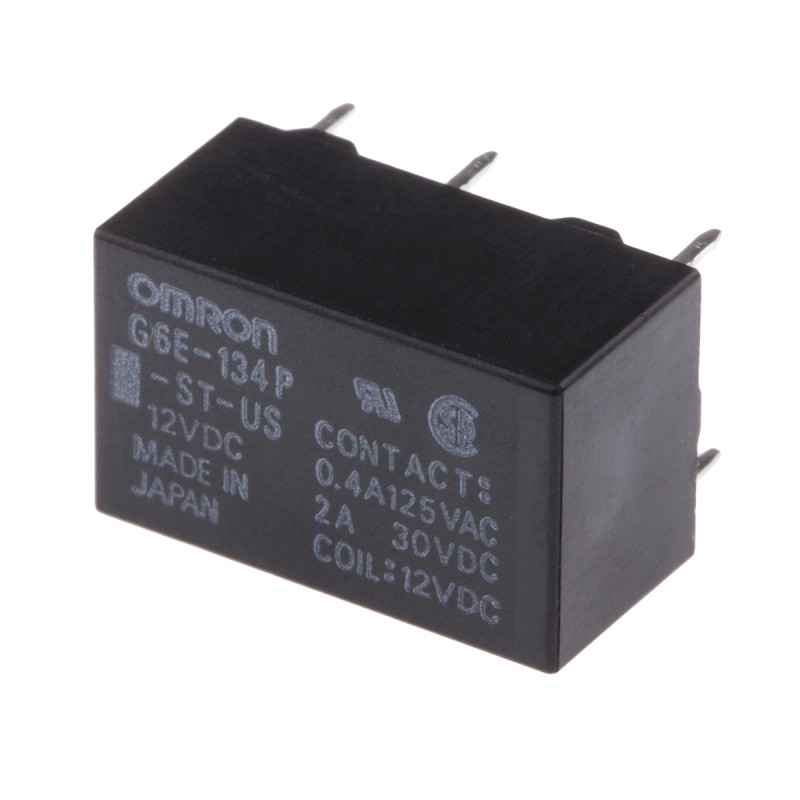 1 pcs - Omron PCB Mount Power Relay, 12V dc Coil, 3A Switching Current, SPDT