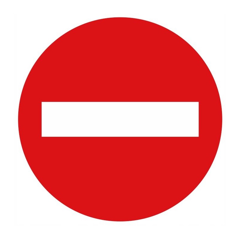 Sticker sign no entry, no driving, size 16 cm