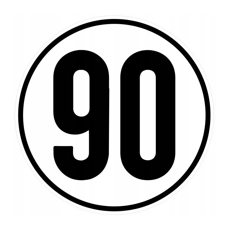 Sticker speed limit 90 km sign diameter 12 cm