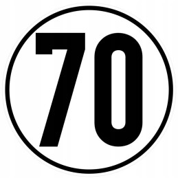Sticker speed limit 70 km sign diameter 12 cm