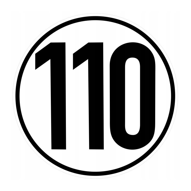 Sticker speed limit 110km sign 12cm wide