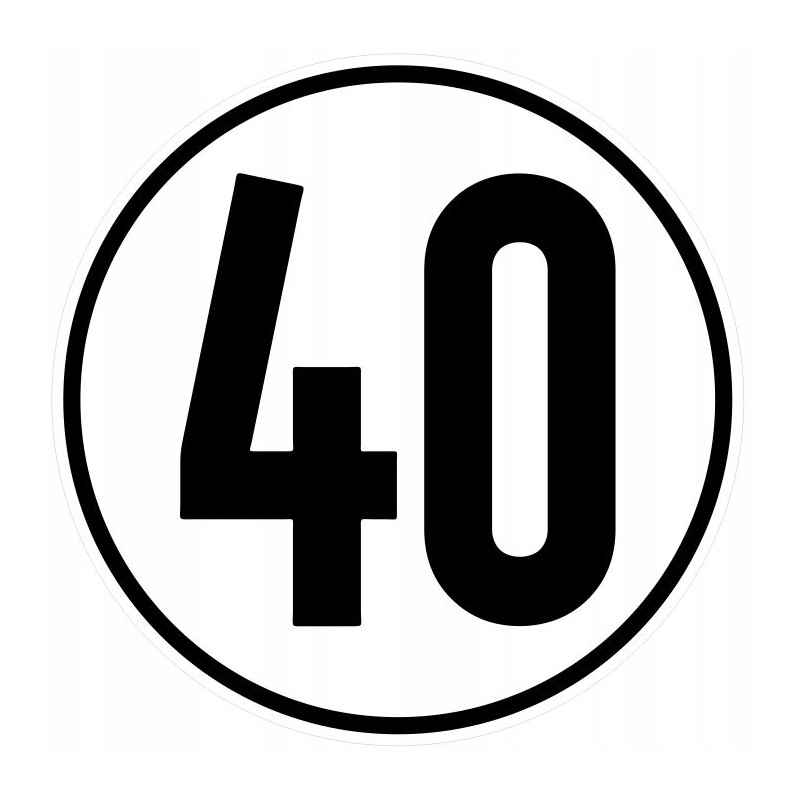 Sticker speed limit 40km sign diameter 12cm