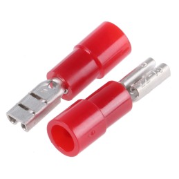 100 pcs - RS PRO Red Insulated Female Spade Connector, Receptacle, 2.8 x 0.8mm Tab Size, 0.5mm² to 1.5mm²