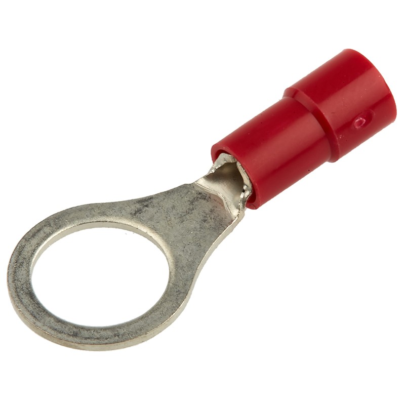 100 pcs - RS PRO Insulated Ring Terminal, M8 Stud Size, 0.5mm² to 1.5mm² Wire Size, Red