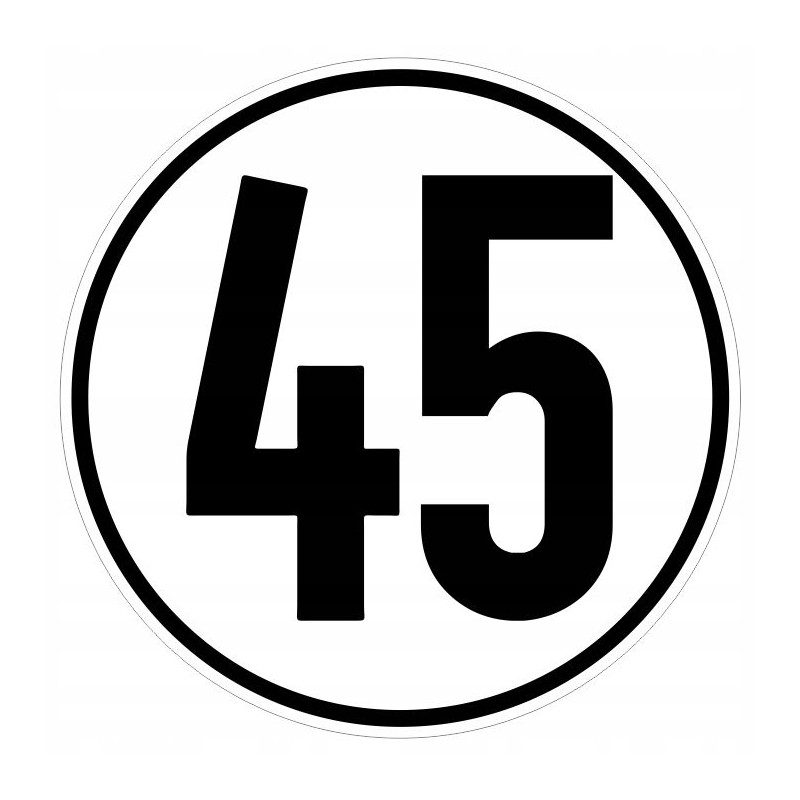 Sticker speed limit 45km sign diameter 16cm
