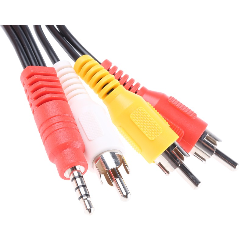 1 pcs - RS PRO Male 3.5mm Stereo Jack to Male RCA x 3 Aux Cable, Black, 1.8m