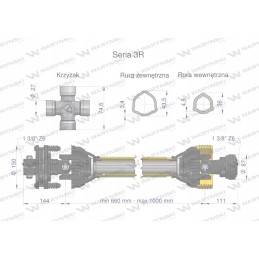Articulated and telescopic shaft 660 1000mm 460nm coupling
