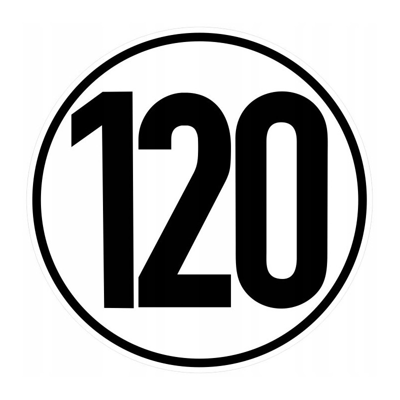 Sticker speed limit 120 km sign width 20 cm