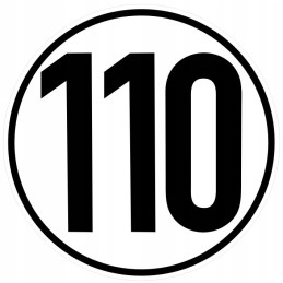 Sticker speed limit 110km sign width 20cm