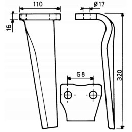 Left harrow 110x16 ea68 d16 l320 rh68 kuhn