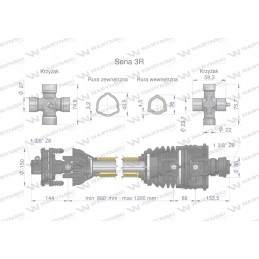 Articulated and telescopic shaft 860 1200mm 460nm coupling