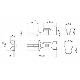 F 2 5 female slip-on socket with fz hook, tin-plated