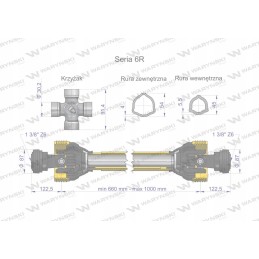 Articulated and telescopic shaft 660 1000mm 830n ce 2020
