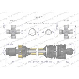 Articulated and telescopic shaft 1290 2100mm 830nm coupling