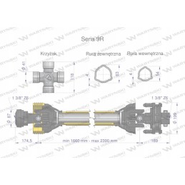 Articulated and telescopic shaft 1660 2390mm 1890nm coupling