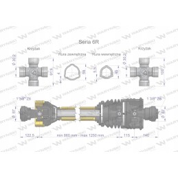 Articulated and telescopic shaft 860 1250mm 830nm