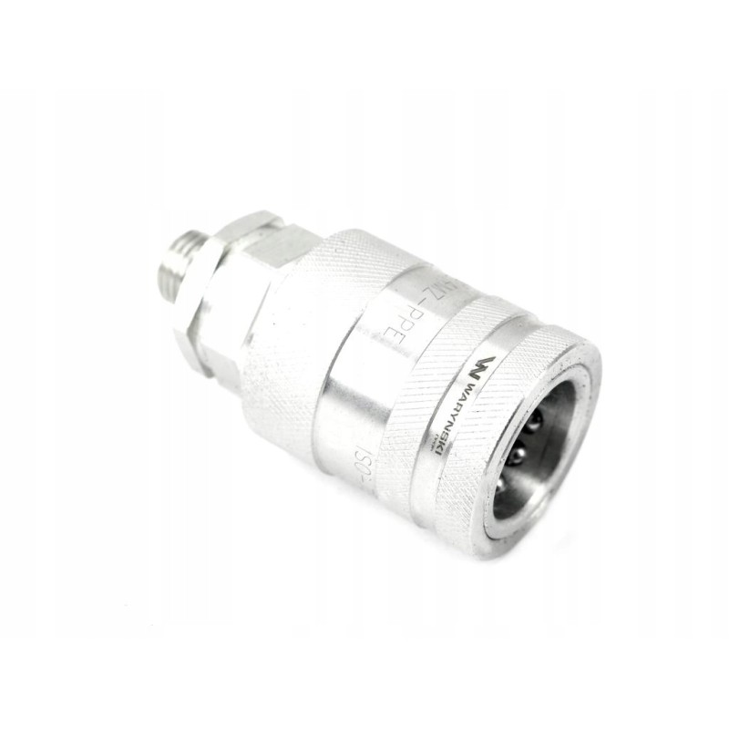 Hydraulic quick connector, M14x1 socket, 5 stainless steel thread