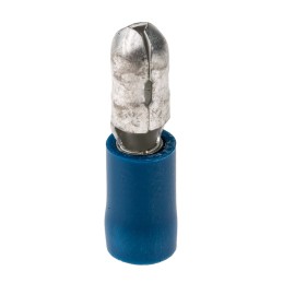 100 pcs - RS PRO Insulated Male Crimp Bullet Connector, 1.5mm² to 2.5mm², 16AWG to 14AWG, 5mm Bullet diameter, Blue