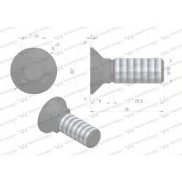 Screw set, inserted, m10x30 mm, class 10, 9 sizes