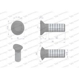 Half-round coulter screw set m10x30 mm, class 8-8