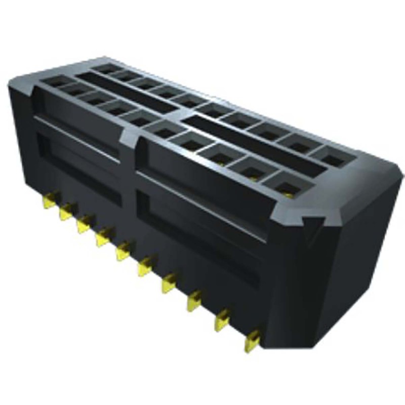 2 pcs - Samtec SEMS Series Straight Surface Mount PCB Socket, 10-Contact, 3-Row, 0.8mm Pitch, Solder Termination