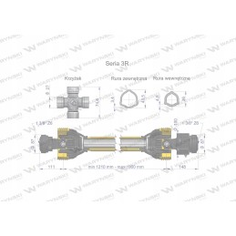 Articulated and telescopic shaft 1210 1900mm 460nm