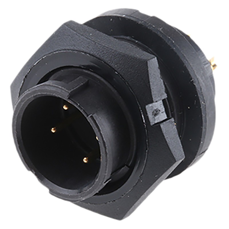 1 pcs - Switchcraft Circular Connector, 4 Contacts, Panel Mount, Plug, Male, IP68, IP69K, EN3 Series