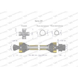 Articulated and telescopic shaft 860 1250mm 460nm