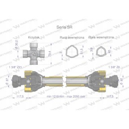 Articulated and telescopic shaft 1210 1650mm 620nm